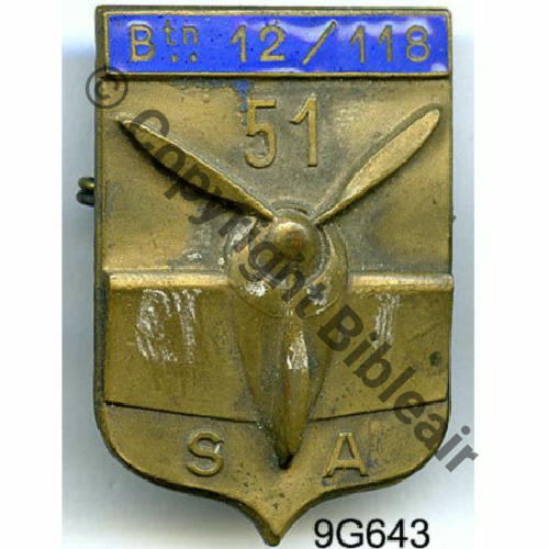BATAILLON AIR 12.118 SECTEUR AIR 51 Dore  FRAISSE DEMEY Bol fenetre Dos lisse irreg Embouti Src.SEGALEN 180EurInv 