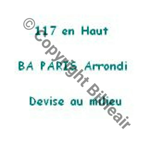 PARIS A1156NH  BA de PARIS   117 en Haut  TYPE 2B Devise au milieu  1