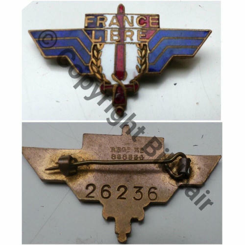 FFL  FRANCE LIBRE Mle Le Moustique EMAIL GF  SM Eping bascule GB Dos lisse Grave REGD 838334 No26236 Src.sucre92500 150EurInv 