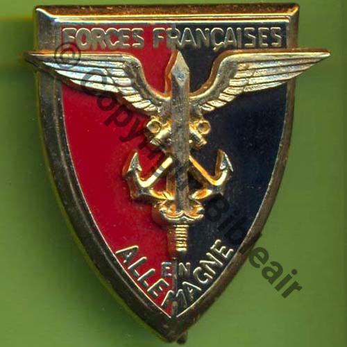 FFA G0803 FORCES FRANCAISES ALLEMAGNE  DrNMV 2Li et No homolog centre 2Anneaux Dos Epi Motif serti 3Points