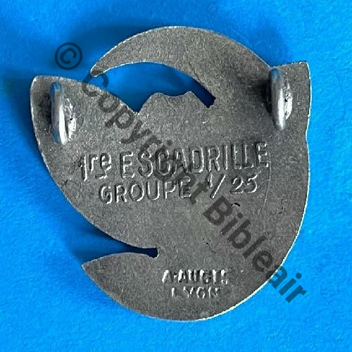 25.1.1 1936-55 A809NH 1eDRILLE 4B3 HIBOU GB1.25  A.AUGIS LYON 2Lignes 2Anneaux Dos lisse Grave 1er ESCADRILLE GROUPE 1.25 NON AJOURE SOUS AILE Src.mesnil01 192Eur(x4) 