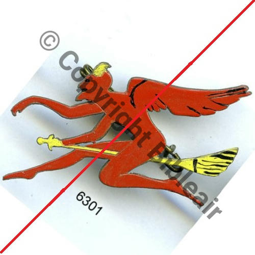 A0572  1939+.. COPIE  A0572NH SPA.160 3eDRILLE 2.4 DIABLE ROUGE  FAB PERSO Type ADC REY Bol fenetre allonge Dos lisse irreg Peint 51x28mm Src.SEGALEN 550EurInv 