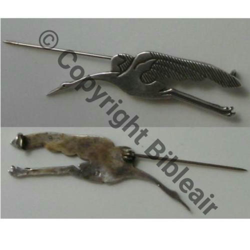 A1096  1920circa A1096NH SPA.103 3e Drille  2e.RAC CIGOGNE AILE HAUTE  SM Eping bascule Dos lisse irreg ARGENT Poincon925 Sc.daber4  167Eur08.09 