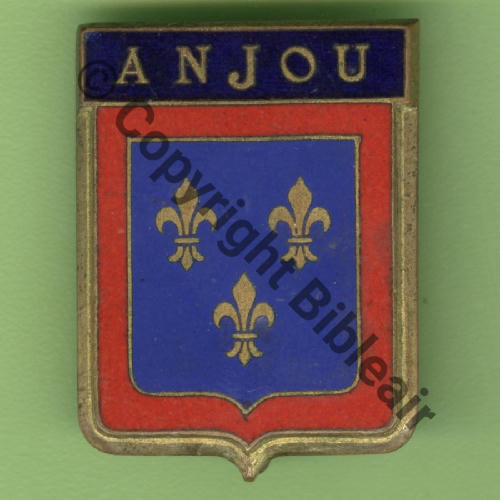 3248.EMGFA 1946.55 GT.II.64 ANJOU  COURTOIS PARIS Past octog COURTOIS PARIS Dos lisse Email BANDEAU BLEU 26x34mm EMAIL Src.Y.GENTY 10Eur11.25 