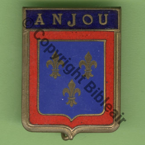 3248.EMGFA 1946.55 GT.II.64 ANJOU  COURTOIS SM Past octog COURTOIS PARIS Dos lisse Email BANDEAU BLEU 26x34mm EMAIL Src.Y.GENTY 20Eur(x2) 