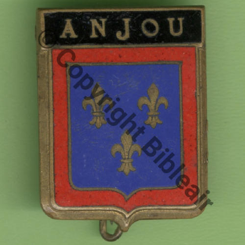 3248.EMGFA 1946.55 GT.II.64 ANJOU  COURTOIS SM Past octog COURTOIS PARIS Dos lisse Email BANDEAU NOIR 26x34mm EMAIL Src.Y.GENTY 25Eur06.10 
