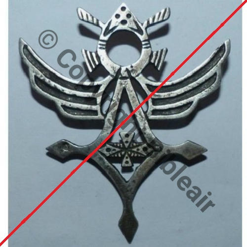 591 BIJOU SYMBOLIQUE AIR PAS GAO.591  ARGENT MASSIF 3 Poincons 2Anneaux Dos lisse irreg Src.antic.jewelry 50EurInv 