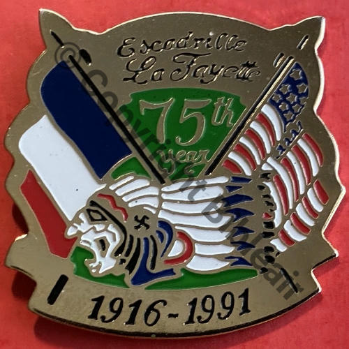124  COMMEMO SPA.124 1991 LAFAYETTE 75e ANNIV 35mm SM Dos lisse 1Attach PINS Src.guilloune 16Eur(x2) 