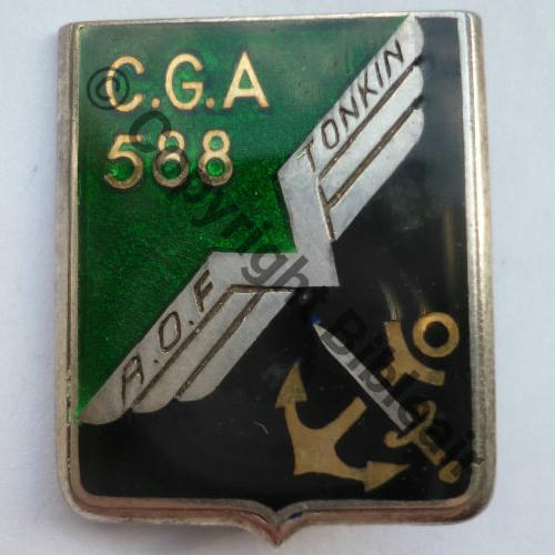 588 NH CGA.588 AOF TONKIN  DrPNOM Eping Tuyau Grave ARGENT Guilloche vrac Src.germanauctions PV160Eur 