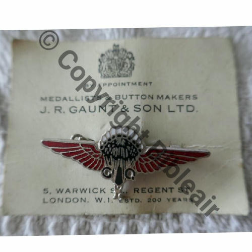 INS PARA ANGLAIS porte par FFL et GIA 1eCIE INF AIR  GAUNT LONDON Dos lisse irreg grave G.Q PARACHUTIST Ep.basc bijout EPING COURTE  Src.lesergent  50Eur05.23 