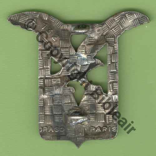 A0732 64e.ET BEARN.MAINE EVREUX Aigle dore  DrP 2Anneaux Vertic Dos Guilloche argente Embouti EmailGF Src.Y.GENTY 14Eur(x3) 