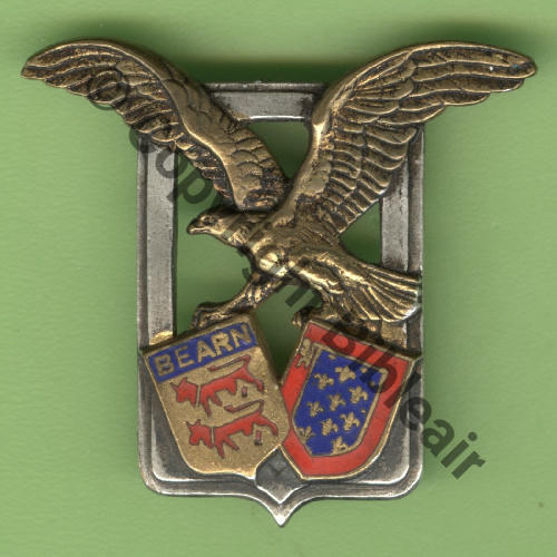A0732 64e.ET BEARN.MAINE EVREUX Aigle dore  DrP 2Anneaux Vertic Dos Guilloche argente Embouti EmailGF Src.Y.GENTY 14Eur(x3) 