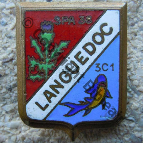 A1015 1970- EC.3.7 LANGUEDOC ST.DIZIER  AUGIS LYON non accoles 1Li Bol fenetre allonge Dos lisse CHARDON MAUVE SNH Src.iam.peanut 18Eur12.16 