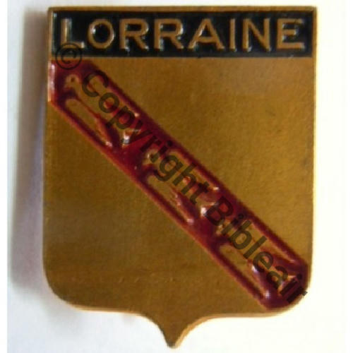 A1046NH PEU PROBABLE GC LORRAINE INDOCHINE  AUGIS LYON 1Li 2Griffes Dos dore lisse 25x20mm Alu peint Sc.leberetvert 200EurInv 