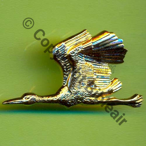 A1106 1992 A1106 SPA.167 2eDRILLE 2.4  CIGOGNE AILE HAUTE  J.BALME SAUMUR 2Attache PINS Dos lisse Relief Plaque OR SNH Src.Y.GENTY 34Eur(x2)