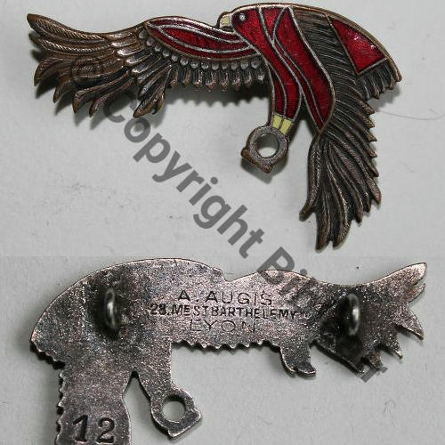 A1117  1950 circa A1117NH SPA.153 2eDRILLE EC1.3 GYPAETE  A.AUGIS ST.BARTH LYON 3Lignes 2Anneaux Dos lisse irreg No12 Src.jean.sire 788Eur10.15