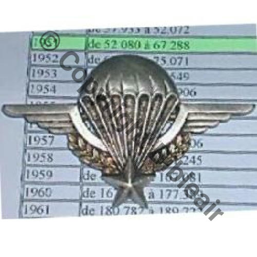 G1185 BREVET PARA  DrOM Insignes officiels 2Anneaux Dos lisse et Guilloche Embouti G1185.. No66510 1951 69Eur10.06 