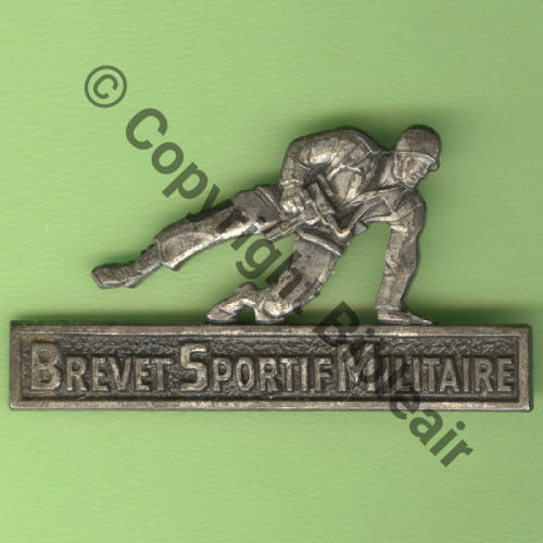 G1429  BREVET SPORTIF MILITAIRE ARGENT  DrP Bol petit Guilloche Src.Y.GENTY 