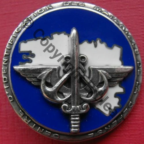 G3306 CENTRE IDENTIF MATERIELS DEFENSE  DrN Tambour Herbe ondulee Grave ARGENT MASSIF Src.collection.insigne 55EurInv