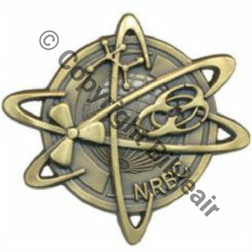 GS.174 BREVET AGUERRISSEMENT NRBC BRONZE  AB 2Attach PINS Dos irreg scintillant Src.LAVOCAT  PV25Eur 