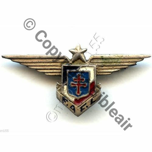 FAFL Grave F.AF.L  Couleurs inversees Fab CAIRE... Fond bleu fonce Dos lisse  griffe Epingle a bascule 42x20mm Src.STELLA 53Eur02.15
