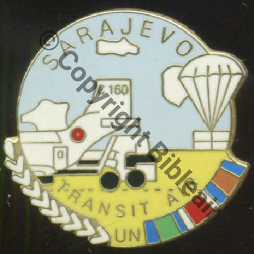 SARAJEVO TRANSIT mandat UN NH  FAB.. Dos lisse 1 Attac PINS 28mm  Sc.wgolan 120EurInv 