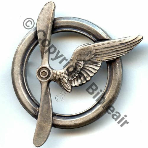 BREVET MEMBRE EQUIPAGE AVION & DIRIGEABLE Sans No Axe helice ECROU  SM 2ANNEAUX Dos lisse plat Aile emboutie Src.STELLA 26Eur03.16 