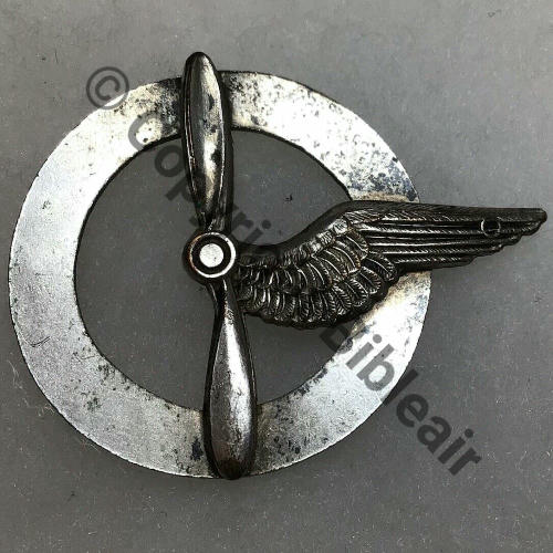 BREVET MEMBRE EQUIPAGE AVION & DIRIGEABLE Sans No helice centree cercle plat  SM 2ANNEAUX Dos lisse plat Aile emboutie Src.docsi15 110EurInv 