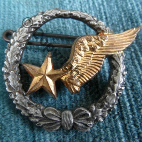 BREVET OBSERVATEUR AVION 1920.30  SM 2Anneaux Dos lisse irreg Embouti FAB BIJOUTIER G.UTEAU ex PIL CHASSE SPA.315 Src.claudestmartial 48Eur01.16 