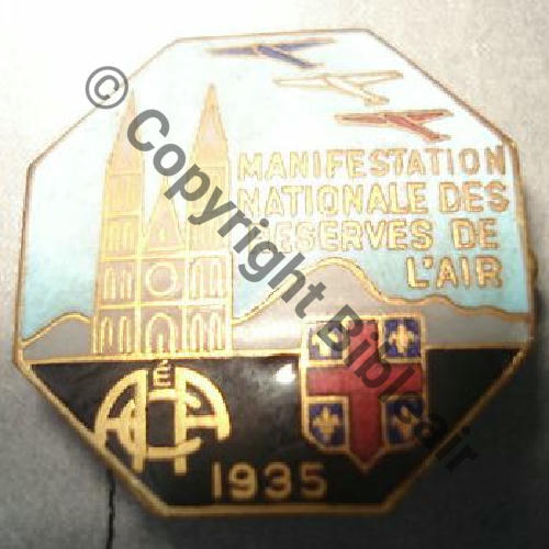 ASSOC  MANIFESTATION NATIONALE DES RESERVES DE AIR 1935 ACA  FRAISSE SM Bol fenetre pastille rue du temple Dos lisse irreg Sc.danielg2844 10EurInv