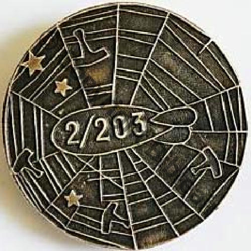 2.203 Cie AEROSTATION.. INCERTAIN ou UNITE TERRE..  MORET Argente Poincon circul Bol dos lisse irreg Sc.propeller520 137Eur04.09)