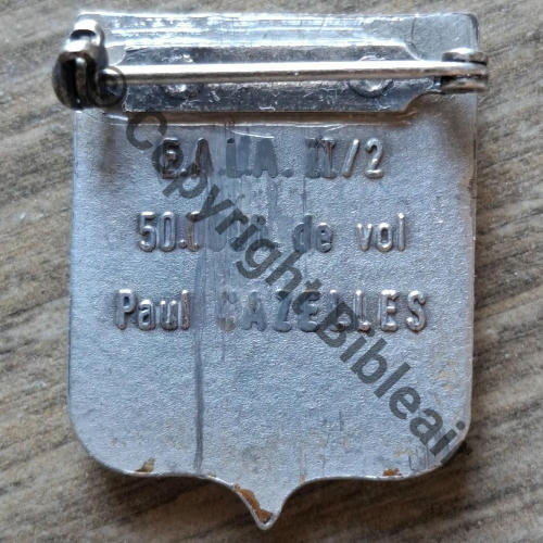 NH  EscadronALA II.2  SM Tambour Dos lisse irreg EALA.II.2 50.000 h de vol Paul CAZELLES en relief Src.philippe17580 313EurInv 