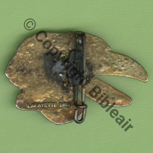 124  COMMEMO SPA.124 1993 2PLUMES BASSES 93e AEROSQUADRON DORE  SM Bol fenetre allonge tronque Dos lisse irreg Grave LAFAYETTE 1993 35x20mm Src.Y.GENTY 