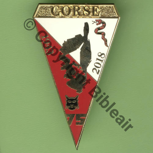 CORSE 75e Anniv 2018  PATCH PRODUCTION Bol fenetre oval tronque Dos lisse scintillant  Src.Y.GENTY 44Eur(x6) 