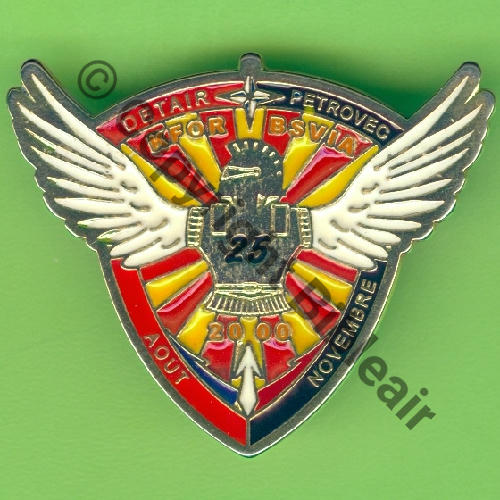 NH  MACEDOINE BSVIA PETROVECH DET GENIE AIR 25e AOUT.NOV 2000 BANDEAU NOIR Fab LOC 2Attach PINS Dos lisse Src.Y.GENTY 15Eur06.19 