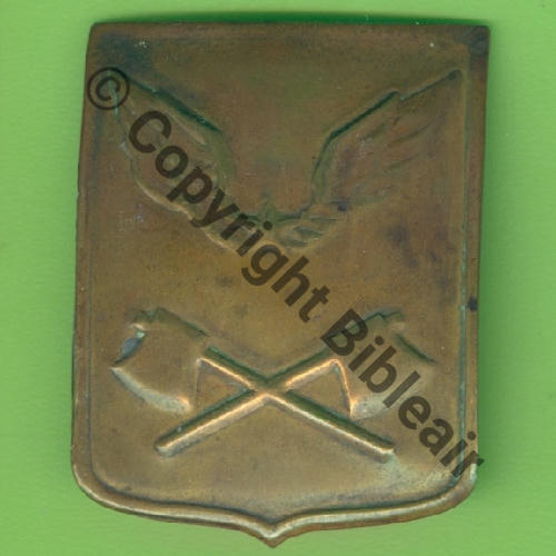 AA NH Insigne casque Pompiers air 1936 SM Fixation ecrou Laiton Embouti Dos lisse 35x45mm Src.Y.GENTY 41Eur(x3) 