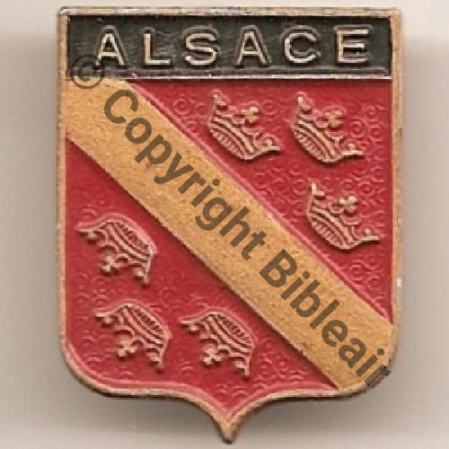 BLASON ALSACE A.AUGIS LYON Alu peint Griffes Dos granuleux 20x24mm ALSACE sur tte la largeur  et sur fond noir contrairement au GC3.2  Sc.vendelogne 30Eur09.09