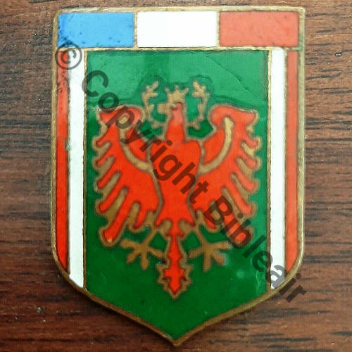 GENDARMERIE AUTRICHE TYROL 1945 Type1 SM Bol reectangle Dos lisse irreg 33x25mm Src.leberetvert 250EurInv 