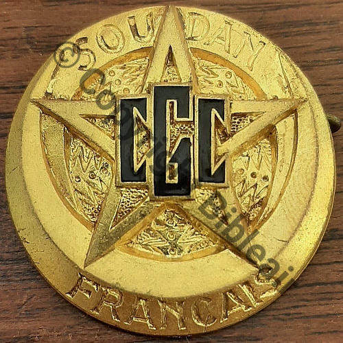 GENDARMERIE SOUDAN FRANCAIS CORPS GARDES CERCLES  AB.P 2Anneaux Dos lisse irreg Embouti Src.leberetvert 180EurInv 