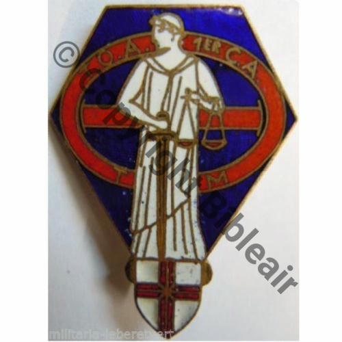JUSTICE TRIBUNAL MILITAIRE RFA 1er CA 1945 SM 2Anneaux Dos lisse irreg Src.leberetvert 700EurInv 