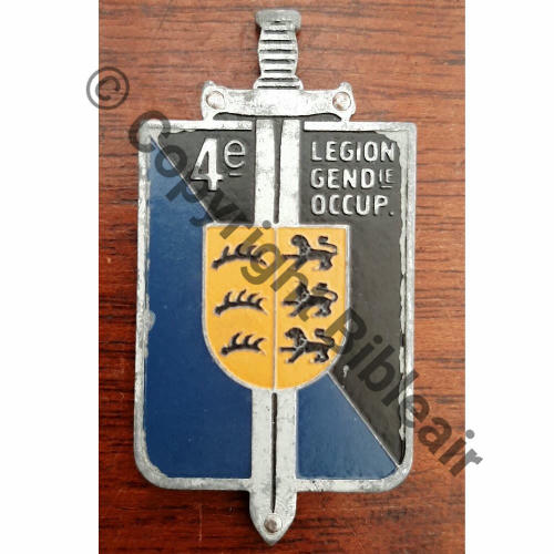 LEGION  4eLEGION GENDARMERIE OCCUPATION ALLEMAGNE  Fab LOC 3points sertis Dos plat irreg NoH588 Src.leberetvert 100EurInv 