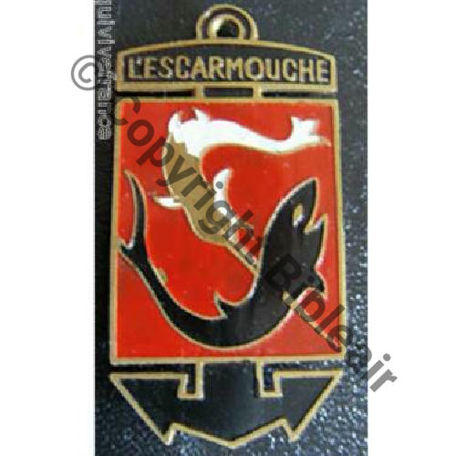 ESCARMOUCHE FREGATE L.ESCARMOUCHE 1944.60  FAB LOC Cuivre peint Tube Dos lisse 47mm  Sc.quivivefrance 100EurInv