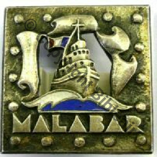 MALABAR  REMORQUEUR HAUTE MER MALABAR 1944.65  AB.P Bol poinconne Dos lisse Embouti Sc.propeller520