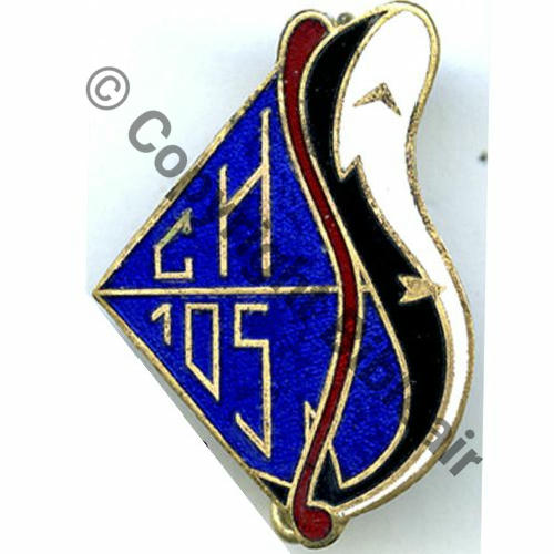 105  LCI 105  CHASSEUR MINES  105  AB SM Bol poinconne Dos lisse irreg Src.SEGALEN 85EurInv 