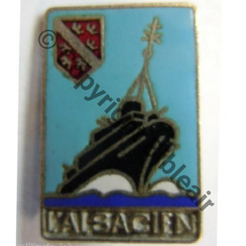 ALSACIEN  CONTRE TORPILLEUR L.ALSACIEN  AUGIS LYON 1Li Bol allonge Dos lisse irreg 24x16mm MINIATURE.. Sc.leberetvert PV20Eur 