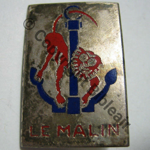 MALIN  CONTRE TORPILLEUR LE MALIN D612 1933.64  SM Fab US (EBY Philadelphie)  Eping nourrice Dos lisse irreg  Src.frenchinsigniaocom 56Eur(x3) 
