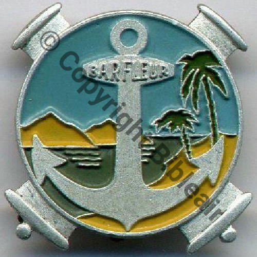 BARFLEUR  CROISEUR AUXILIAIRE BARFLEUR  A.AUGIS LYON ST.BARTH 2Lign 2 Griffes Dos Grenu Alu peint Src.historia.collection2a 55Eur10.21 