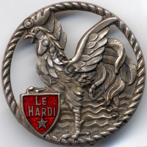 HARDI  ESCORTEUR COTIER LE HARDI 1958  AB.P Bol poinconne Dos Chevrons  Src.entame 25EurInv 