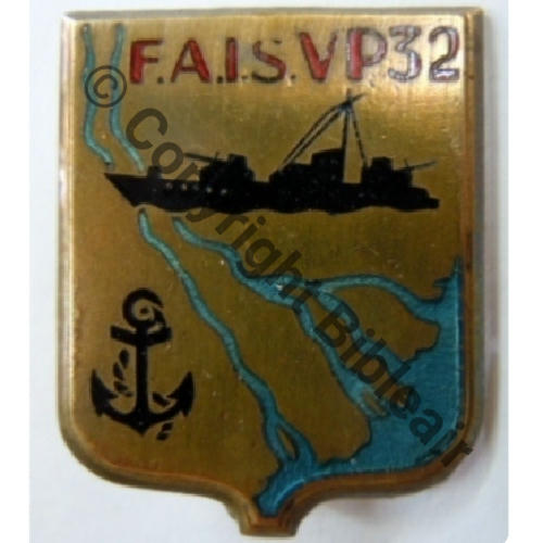 32  VEDETTE PATROUILLE 32  FLOTTE AMPHIBIE INDO SUD  COURTOIS SM Bol octog Pastille COURTOIS PARIS Dos lisse irreg Src.leberetvert PV60Eur 
