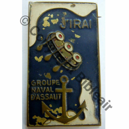 CODO MARINE 1944 Groupe Naval Assaut CORSE PROVENCE  SM Metal peint Bol  Dos lisse irreg Src.leberetvert 1500EurInv
